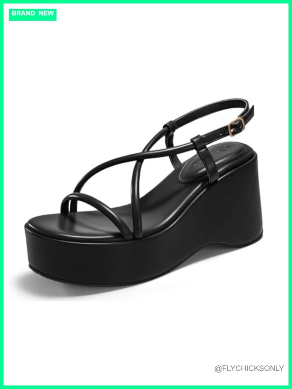 Women's Platform Wedge Slingback Open Toe Sandals Faux Leather 3.54 Inch